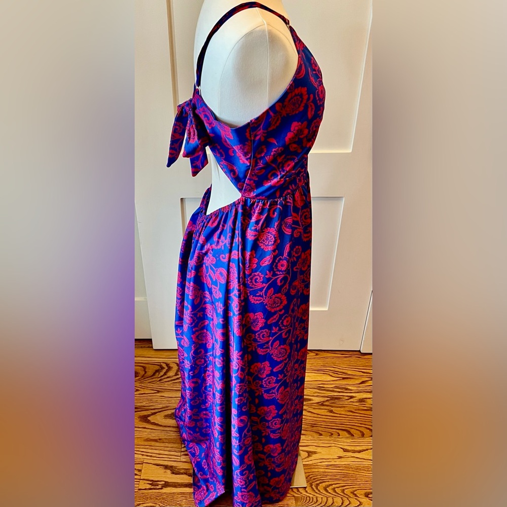 NWOT- CUPSHE Women's Maxi Dress Floral Print Twisted V Neck Blue Floral- Size L - Picture 7 of 9